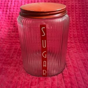 Large 8" Tall Owens Vintage Depression Glass Ribbed Sugar
Canister Bottle